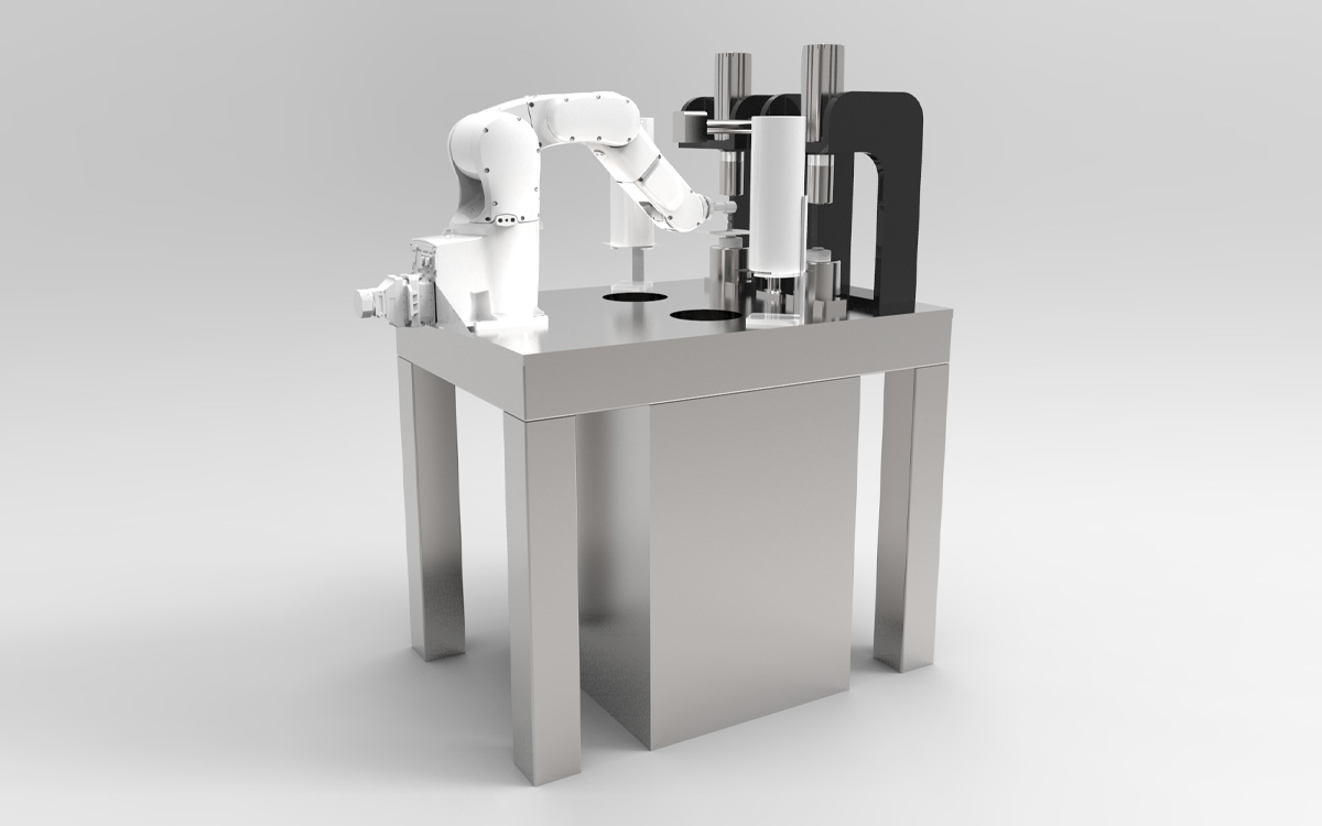 Robotic island for moulding composite disks  